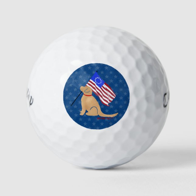 Bolas de golf Patriotic Golden Dog American Flag (Anverso)