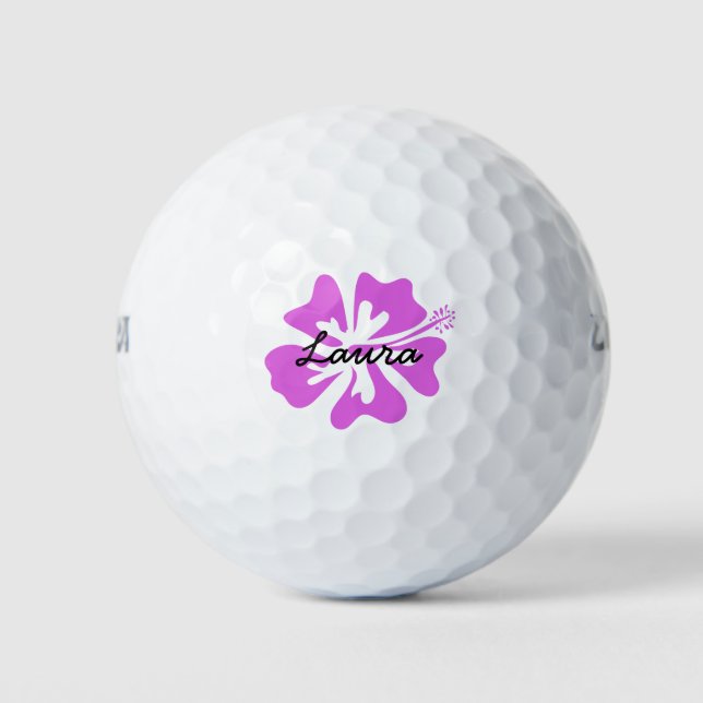 Bolas de golf personalizadas con flor hawaiana ros (Anverso)