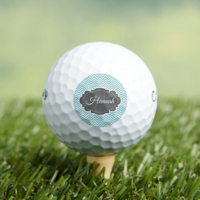 Bolas de golf personalizadas de Chevron verde azul (Camiseta in situ)