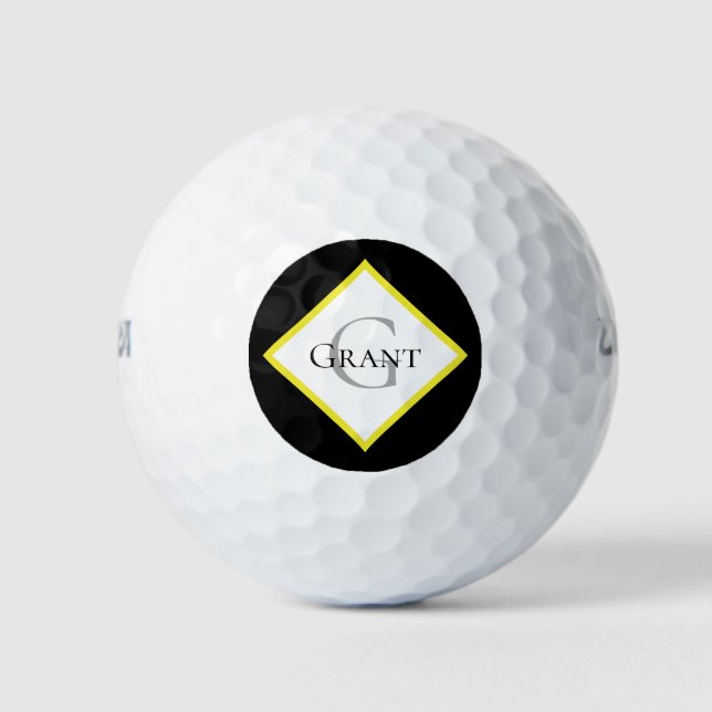Bolas de golf personalizadas de color amarillo neg (Anverso)