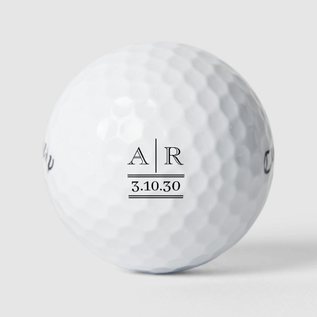 Bolas de golf personalizadas de monograma negro Pe (Anverso)