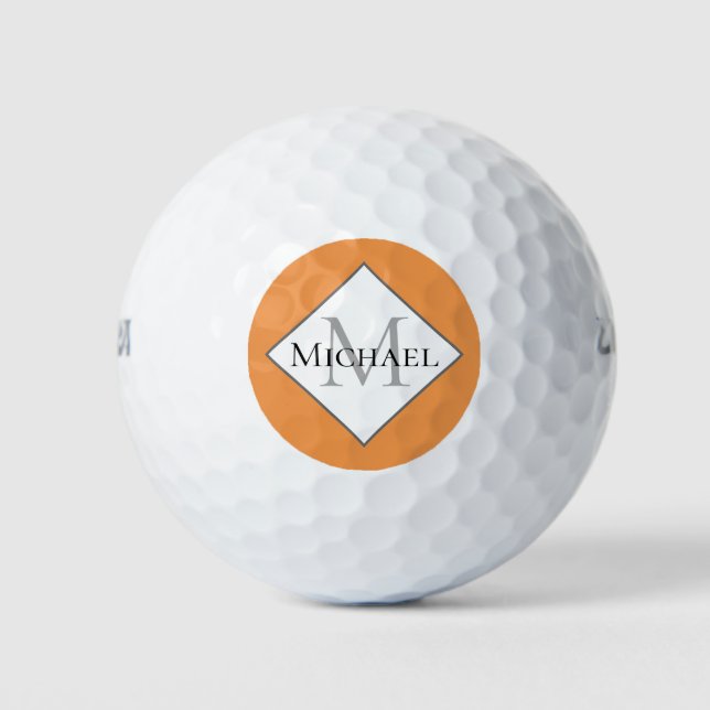 Bolas de golf personalizadas de Naranja de monogra (Anverso)