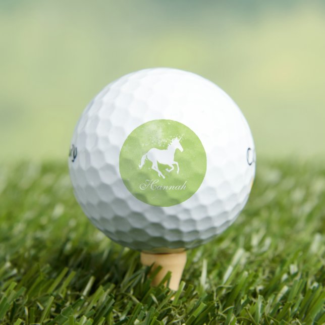 Bolas de golf personalizadas Green Unicorn (Camiseta in situ)