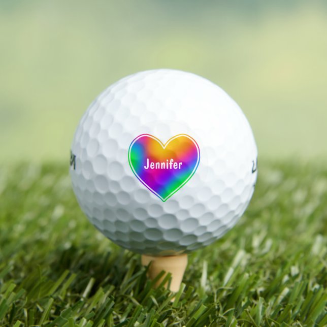 Bolas de golf personalizadas Rainbow Heart (Camiseta in situ)