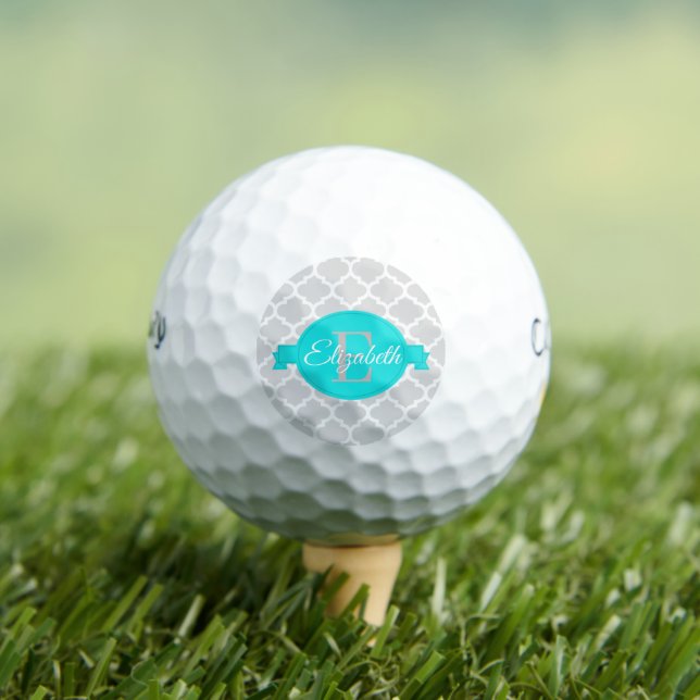 Bolas de golf personalizadas Turquoise Quatrefoil (Camiseta in situ)