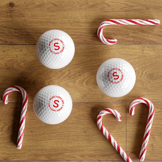 Bolas de golf privadas privadas de Santa Monogramm (Perfect for your annual Secret Santa Gift Exchange. Just add an initial (or remove to have none))