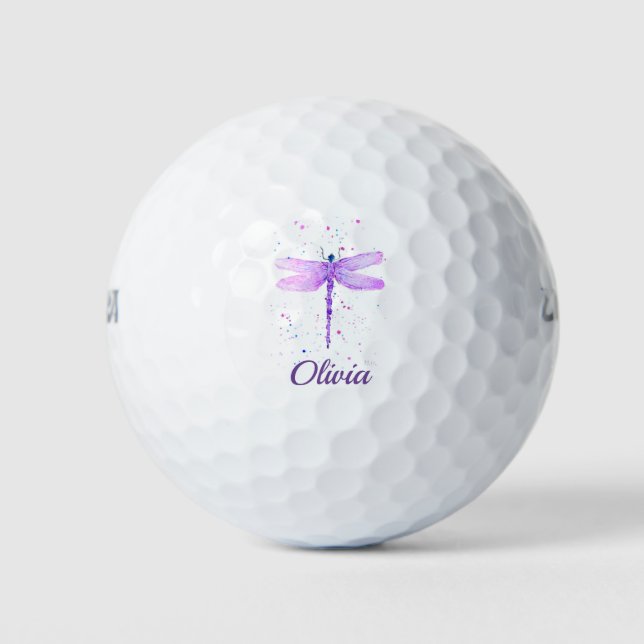 Bolas de golf Purple dragonfly Cute Name (Anverso)