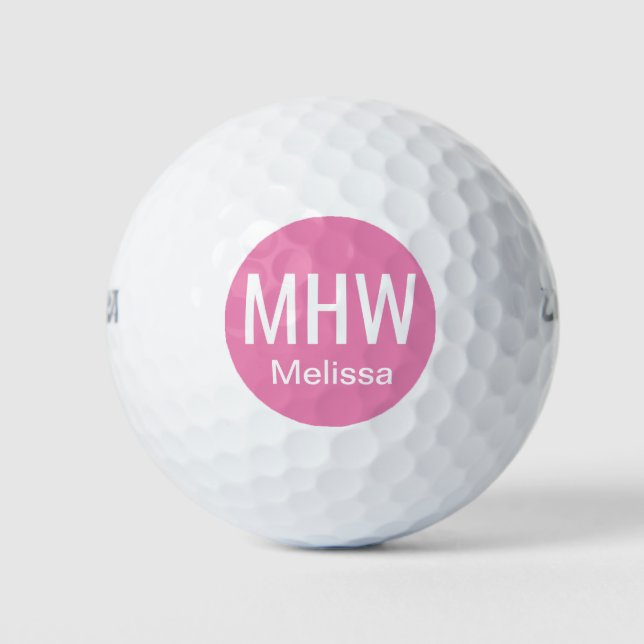 Bolas de Golf Rosas con Iniciales del Nombre (Anverso)
