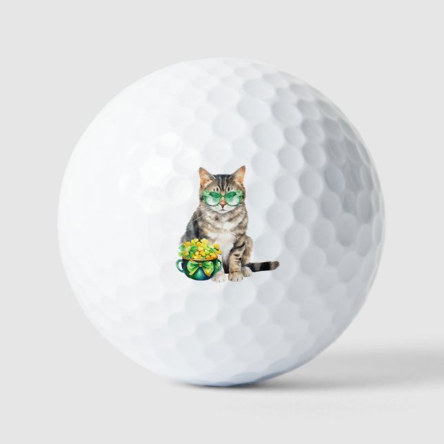Bolas de golf St Patrick's Day Tabby Cat (Anverso)