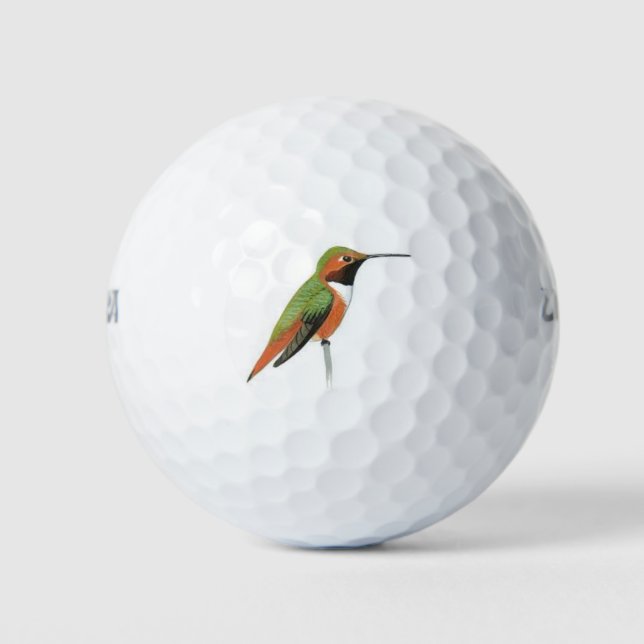 Bolas de golf Wilson con colibrí pintado a mano (Anverso)