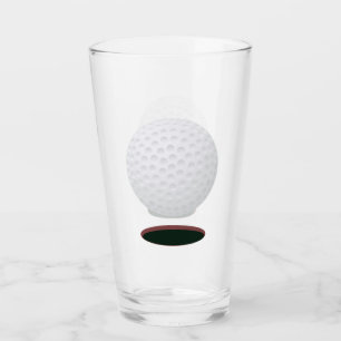 Bolas de golf y vidrio para beber de hoyo