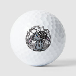 Bolas de Golf Zen Doodle de Conejo Bunny Dibujadas