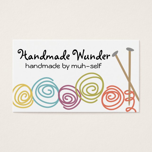 bolas de hilado coloridas tejer agujas tarjeta de  (Frente)