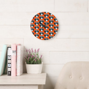 Bolas de jardín naranja, reloj de pared
