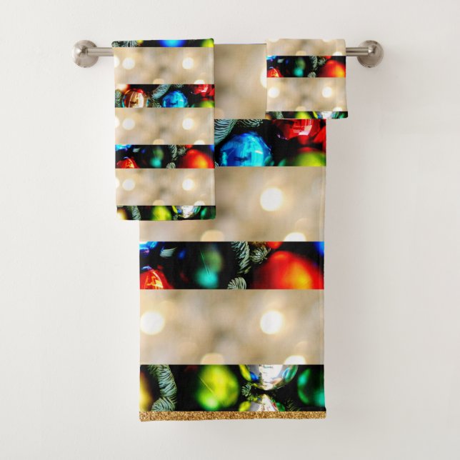 Bolas De Navidad Coloridas Y Rayas Blancas (In situ)