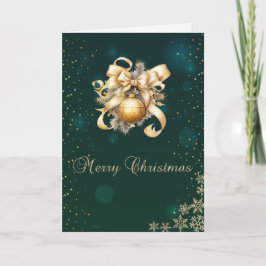 Bolas de Navidad de oro falso, copos de nieve en l