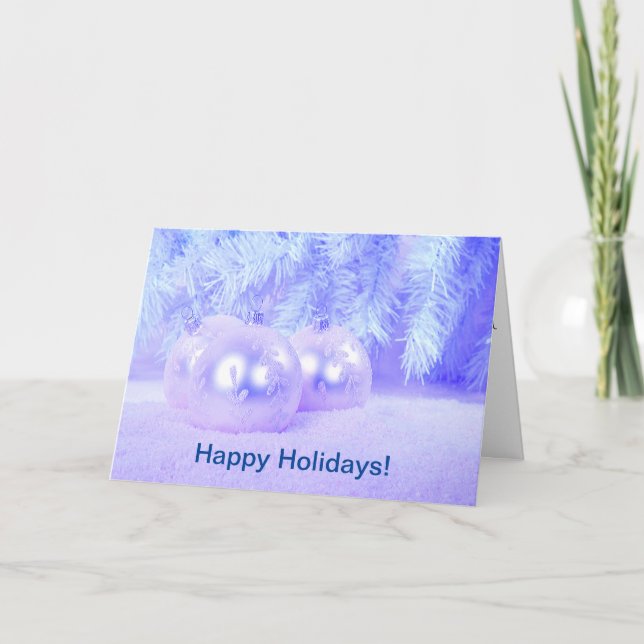 Bolas de navidad sobre nieve y fondo azul (Anverso)