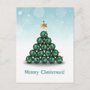 Bolas de navidades en tarjeta postal de vacaciones