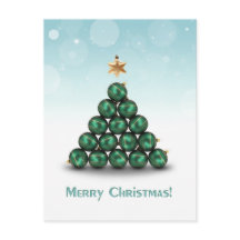 Bolas de navidades en tarjeta postal de vacaciones