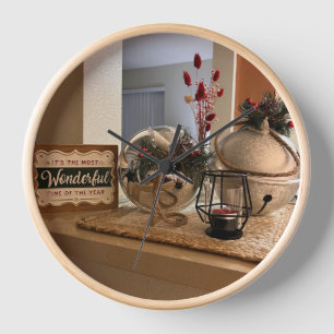 Bolas de plata Navidad reloj de pared