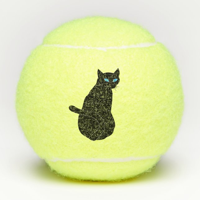 Bolas de tenis con gato negro (Anverso)