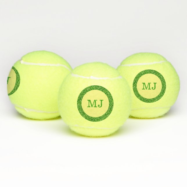 Bolas de tenis de Purpurina verde monograma (Múltiples)