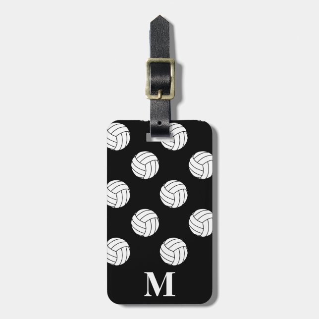 Bolas de voleibol blanco monogramo, etiqueta de eq (Frente Vertical)