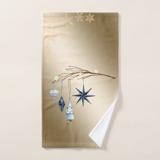 Bolas, Papá Noel, Sucursal de árbol copos de nieve (Toalla de mano)