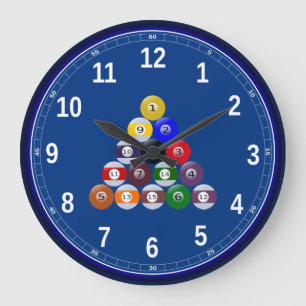 Bolas rayadas de la piscina del reloj de la pared