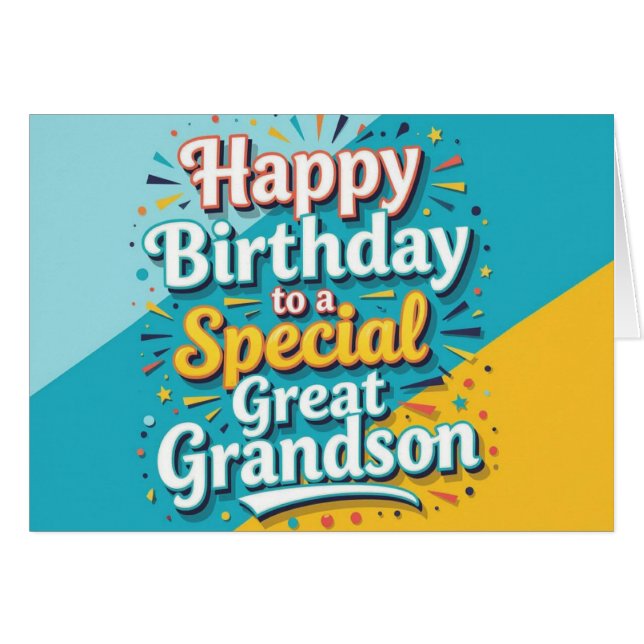Bold and Bright Birthday Card for Great Grandson (Anverso (Horizontal))