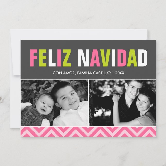 Bold and Colorful Feliz Navidad Photo (Anverso)