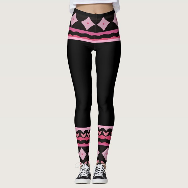 Bold Black and Pink Graphic Leggings (Anverso)