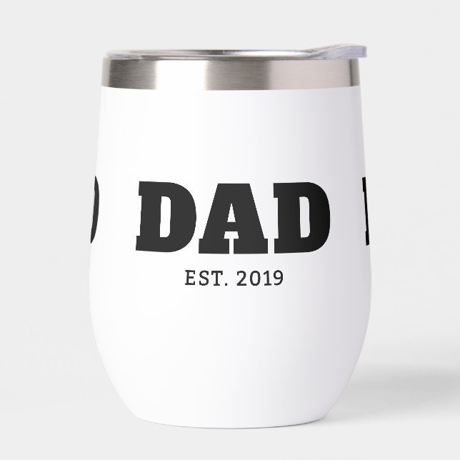 Bold Black & White Text Est Year Dad (Izquierdo)