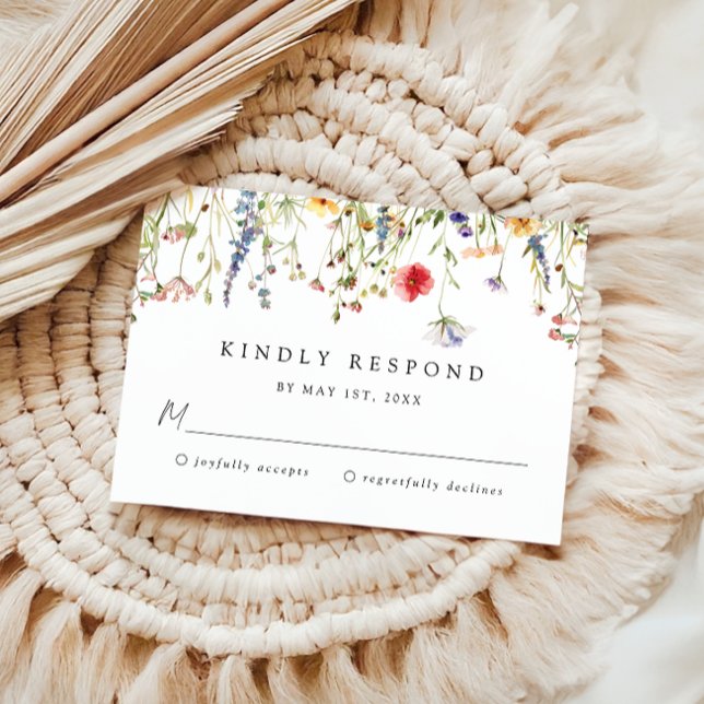 Bold Boho Wildflower Wedding RSVP Card (Subido por el creador)