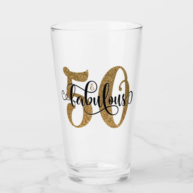 Bold Gold (Faux) Purpurina 50 y fabuloso cumpleaño (Anverso)