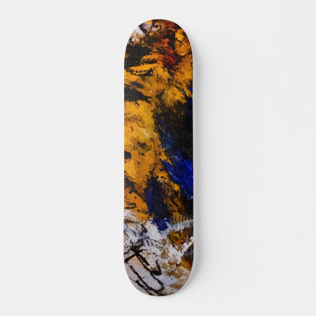 Bold Gold Navy Grunge Abstract Skateboard (Anverso )