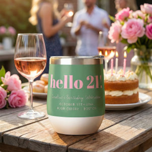 Bold Pink Green Moderno Cumpleaños 21 Personalizad
