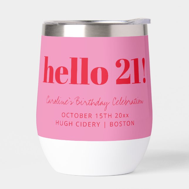 Bold Pink Red Modern 21st Birthday Custom  (Izquierdo)