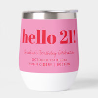 Bold Pink Rojo Moderno Cumpleaños 21 Personalizado