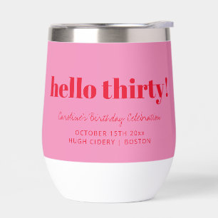 Bold Pink Rojo Moderno Cumpleaños 30 Personalizado