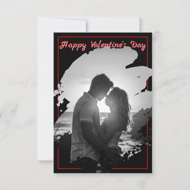 Bold Red & Black Valentine’s Day Photo Card (Anverso)