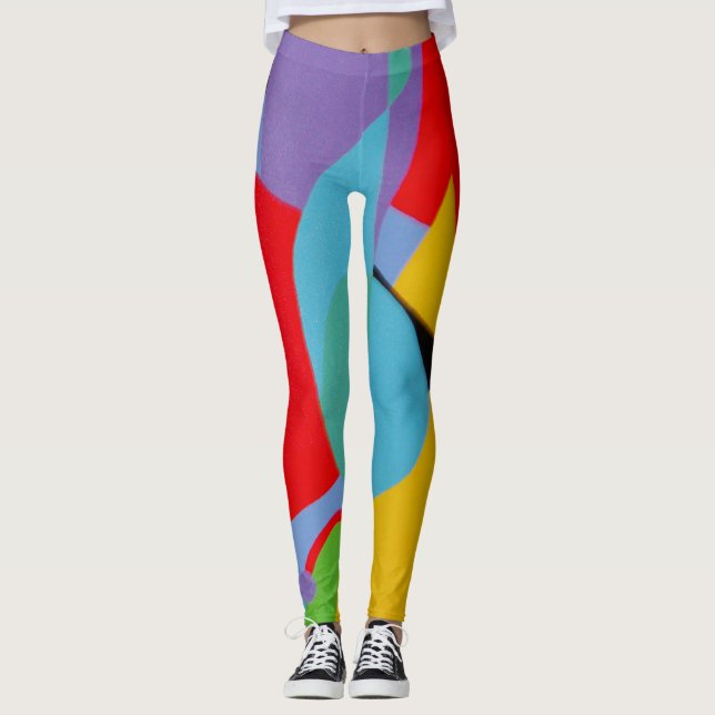 Bold Turquoise Purple Pattern Leggings (Anverso)