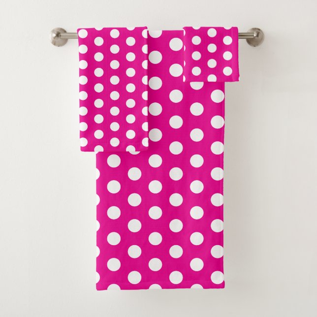 Bold White Polka Dots on Hot Pink (In situ)