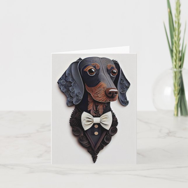 bolera Dachshund tarjeta de saludo (Anverso)