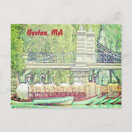 Boletín de Boston Swan Boats Lápiz y postal de fil