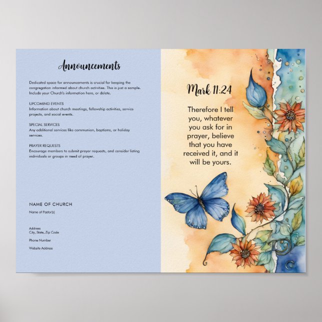 Boletín de la Iglesia para descarga e impresión (Frente)