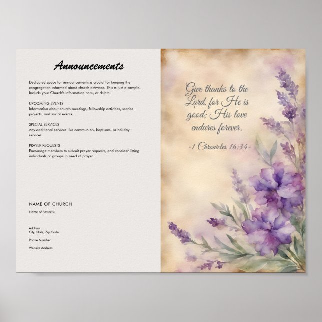 Boletín de la Iglesia para descarga e impresión (Frente)