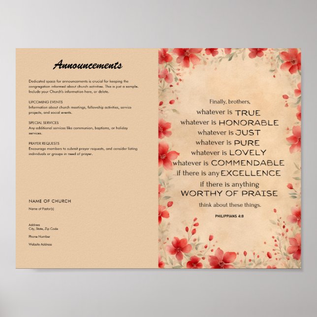 Boletín de la Iglesia para descarga e impresión (Frente)