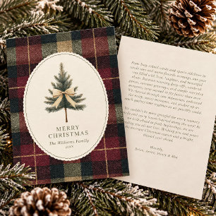 Boletín de Navidad Familiar con Árbol de Tartán Cu