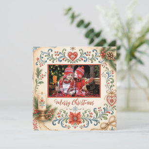 Boletín de Navidad Rosemaling Nórdico Foto